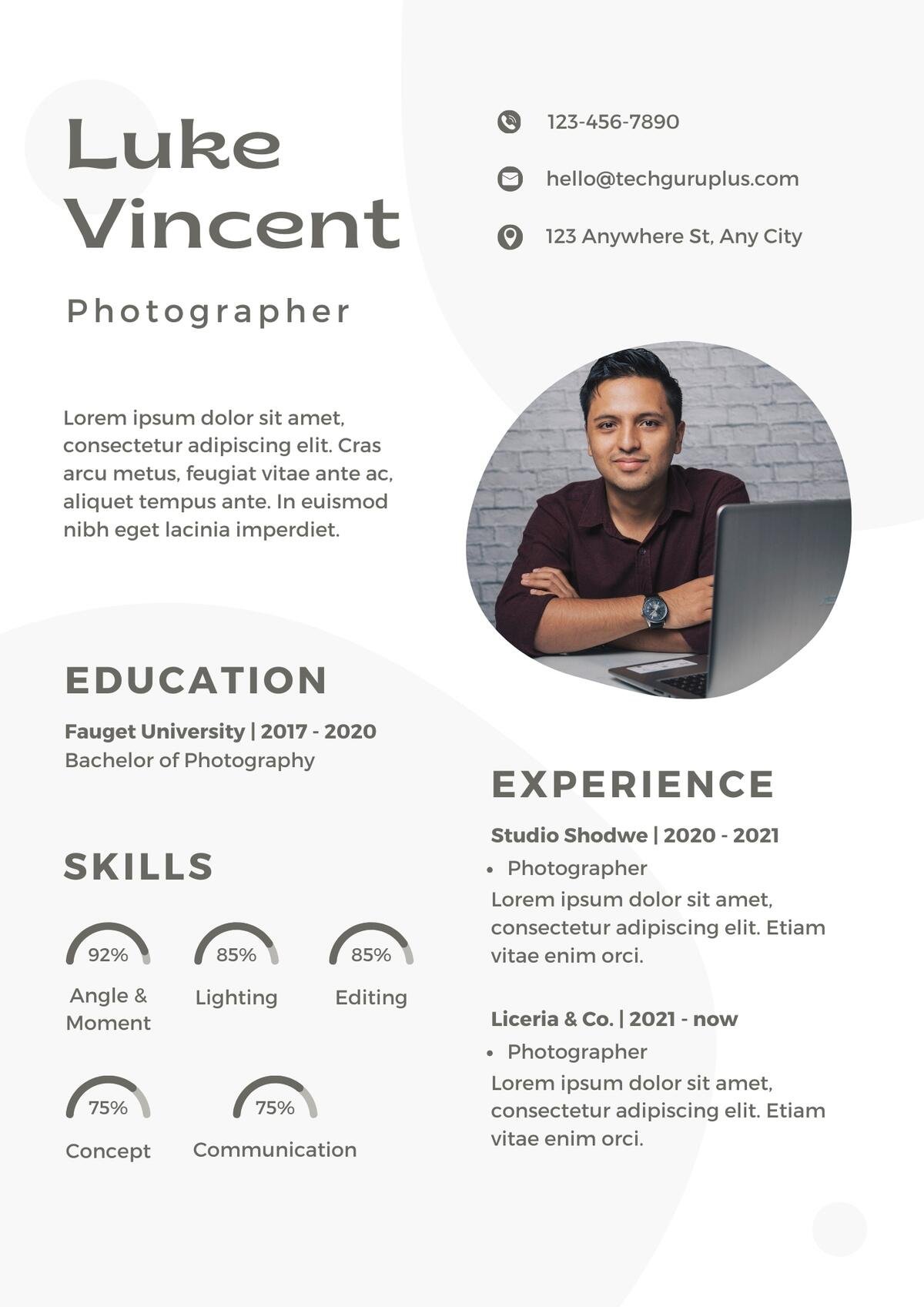 Photographer Editable Resume Templates Download in Docx Format (9)