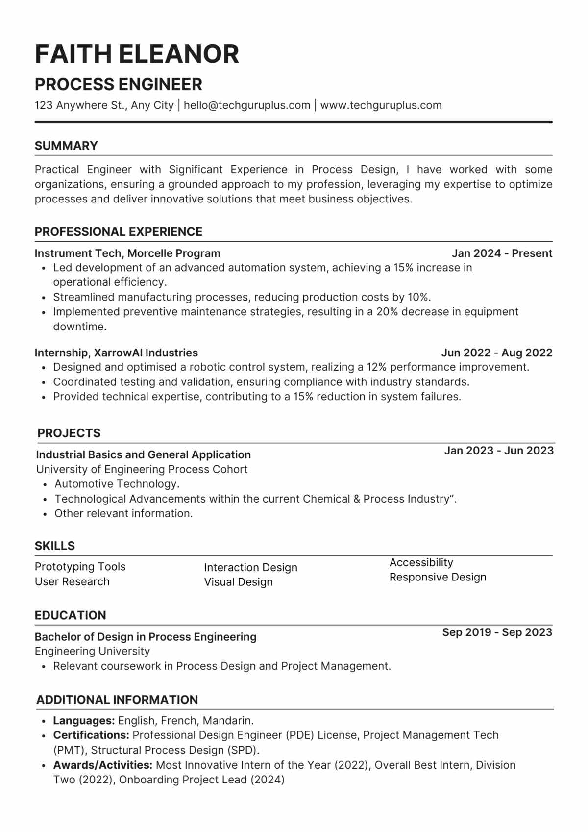 Process Engineer Editable Resume Template Download in docx-2