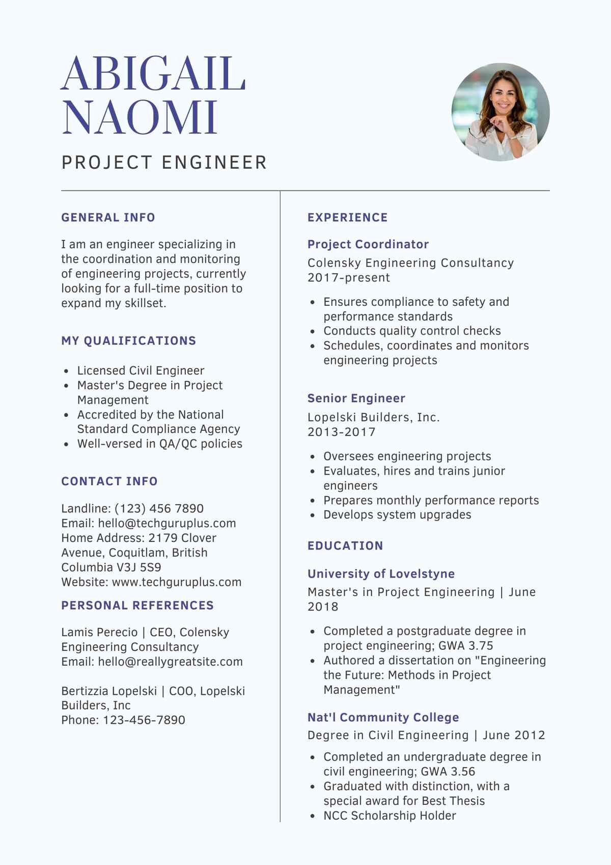 Project Engineer Editable Resume Template Download in docx (2)