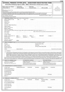 Punjab National Bank NPS Account Opening Form Download in PDF