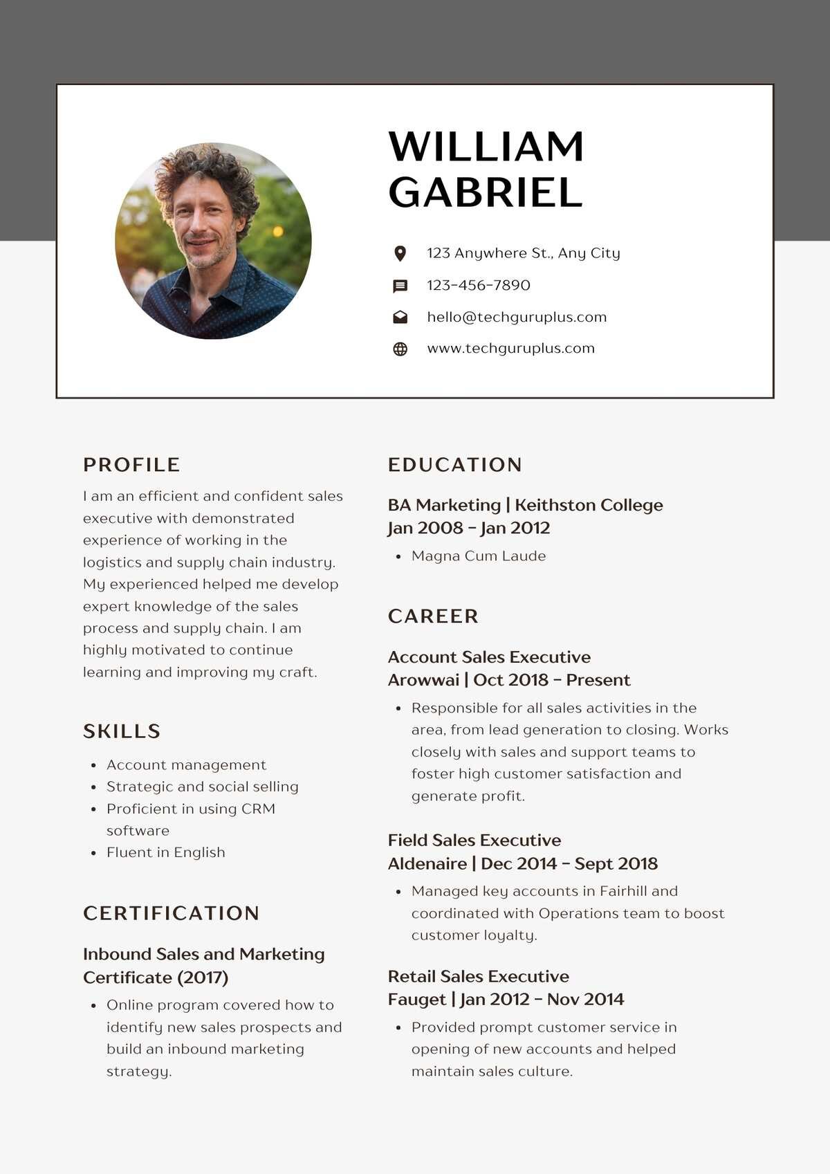 Sales Executive Editable Resume Template Download in docx-14