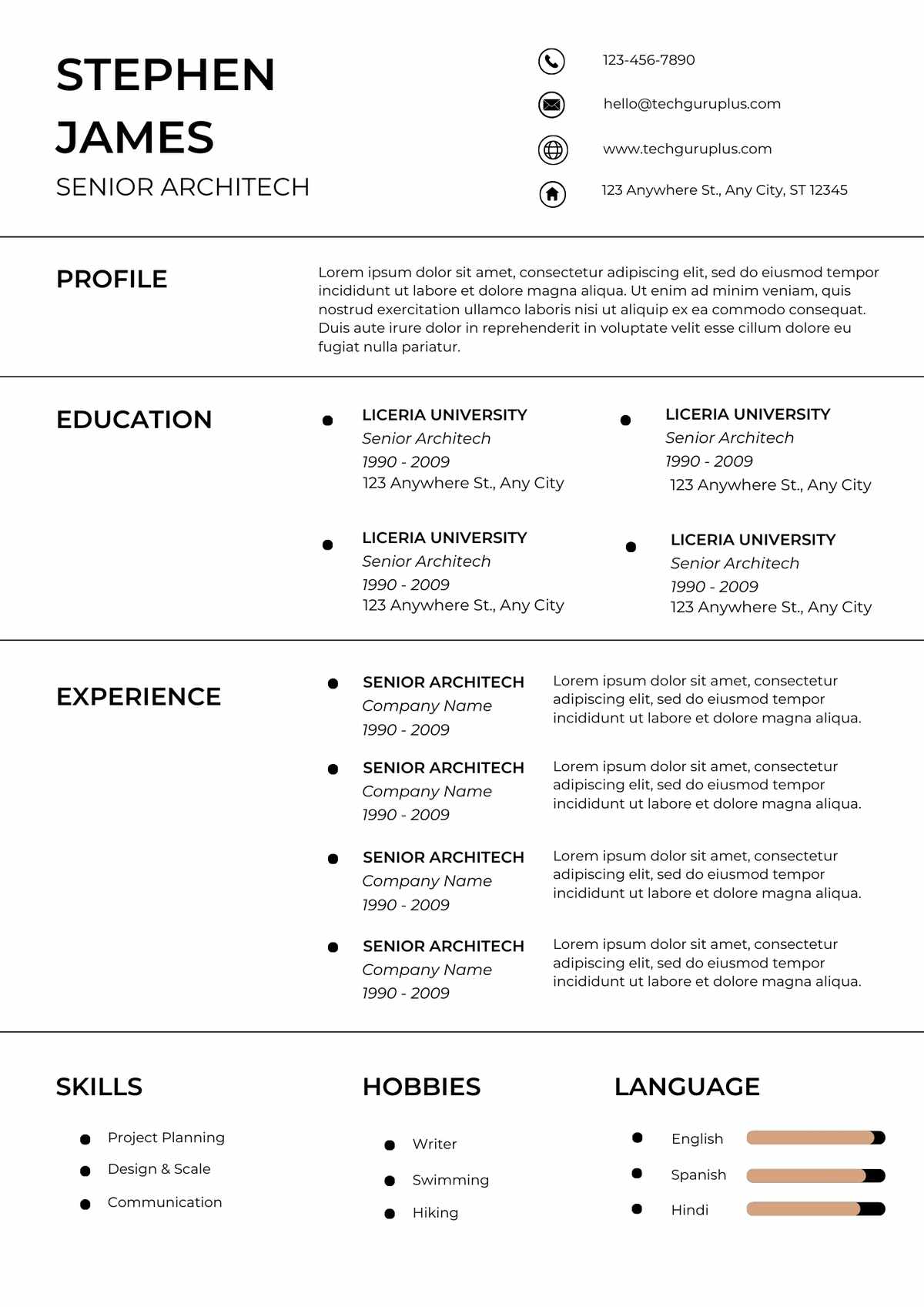 Senior Architech Editable Resume Template Download in docx-19