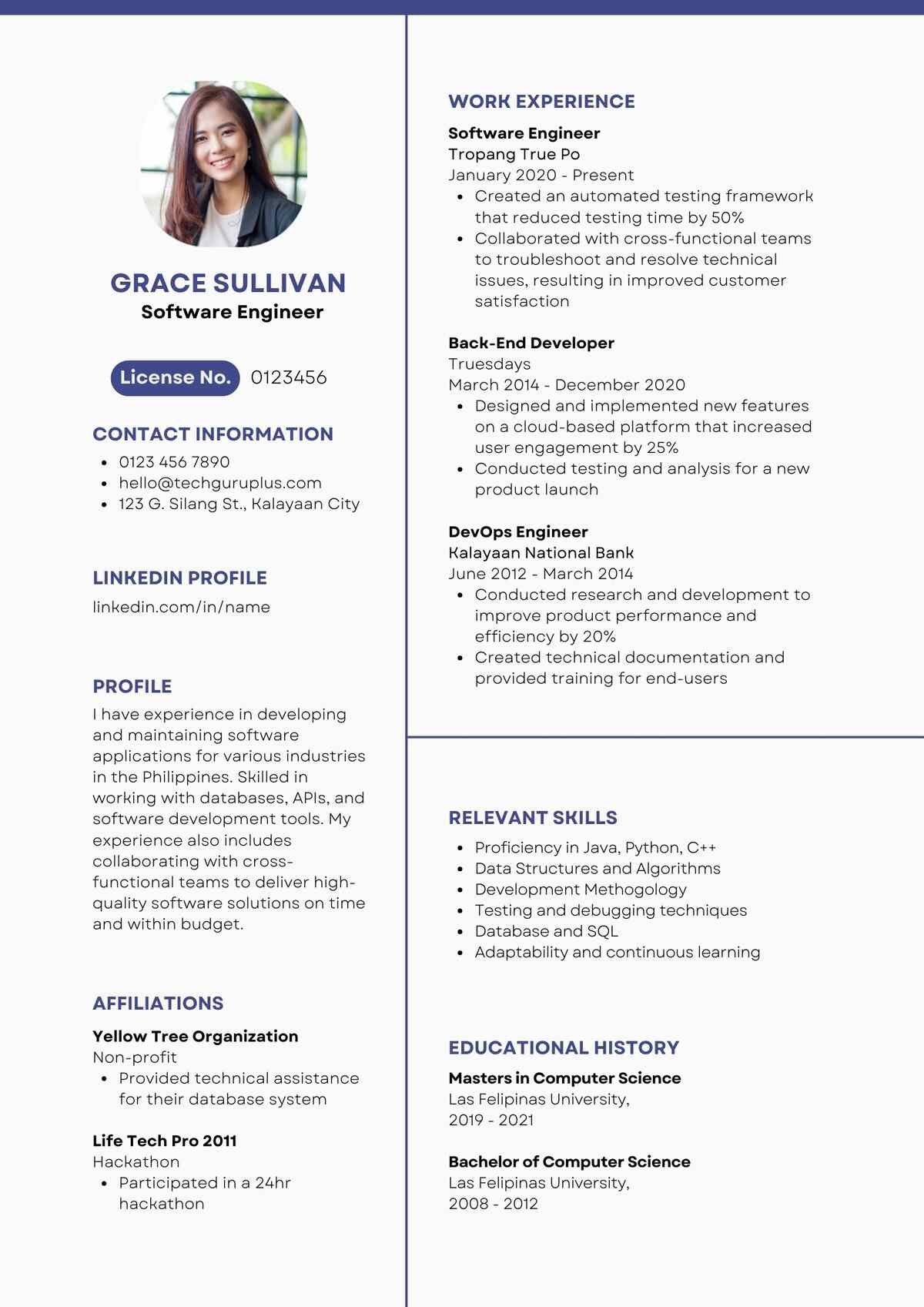 Software Engineer Editable Resume Template Download in docx (3)