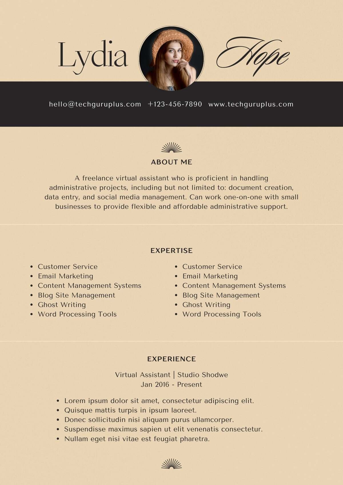 Virtual Assistant Editable Resume Templates Download in Docx Format (5) 