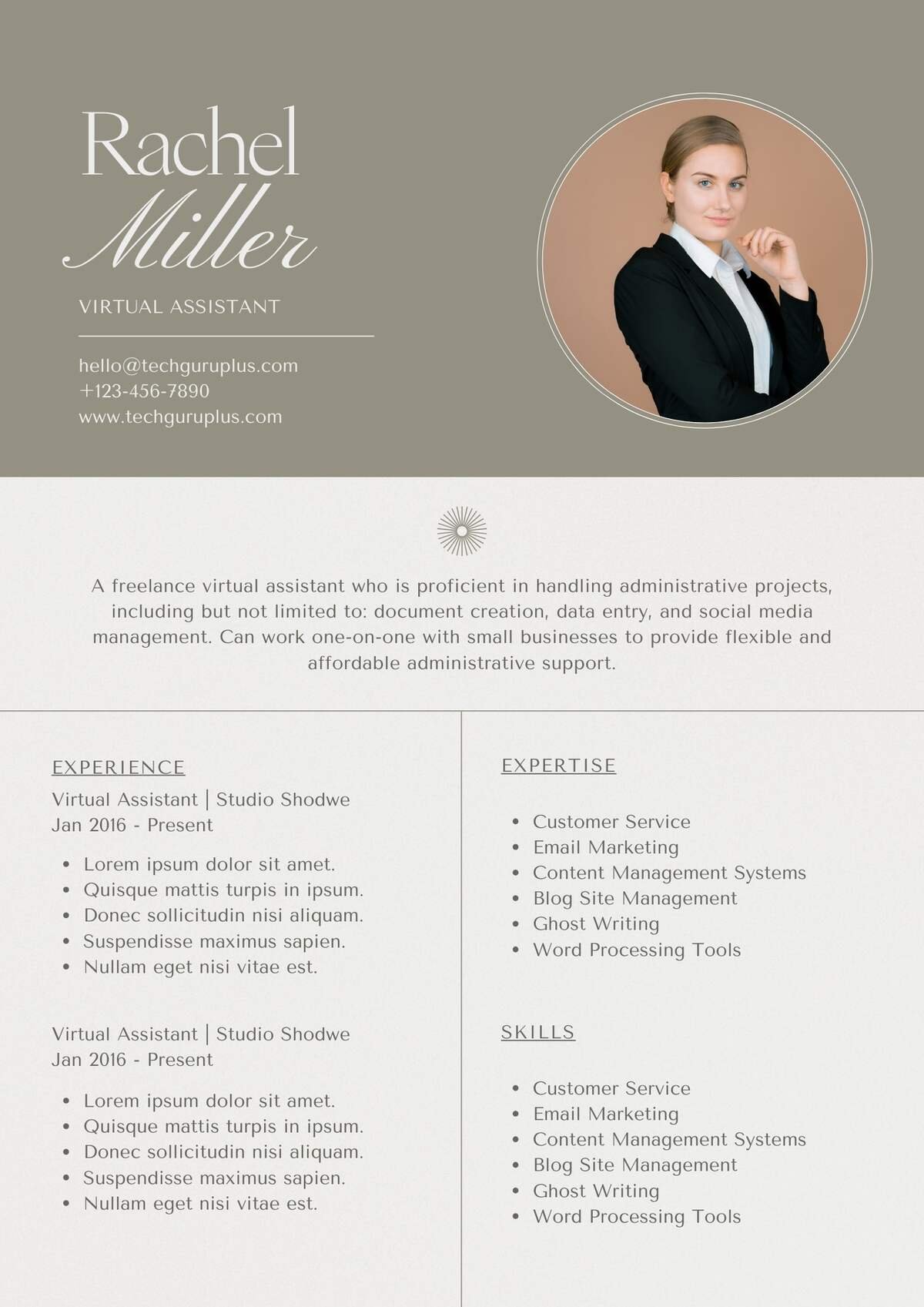 Virtual Assistant Editable Resume Templates Download in Docx Format (6)