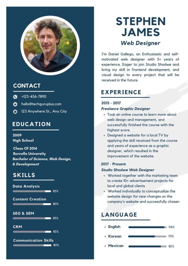 Web Developer Resume 20 Templates Download in Word (.docx)