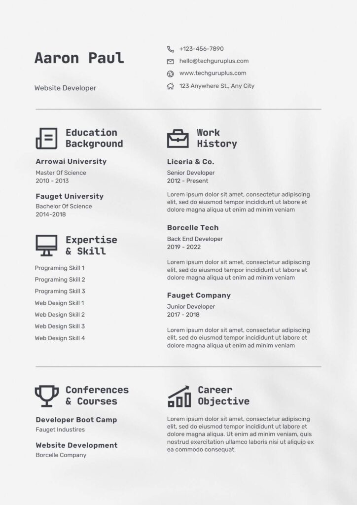 Web Developer Resume 20 Templates Download in Word (.docx)