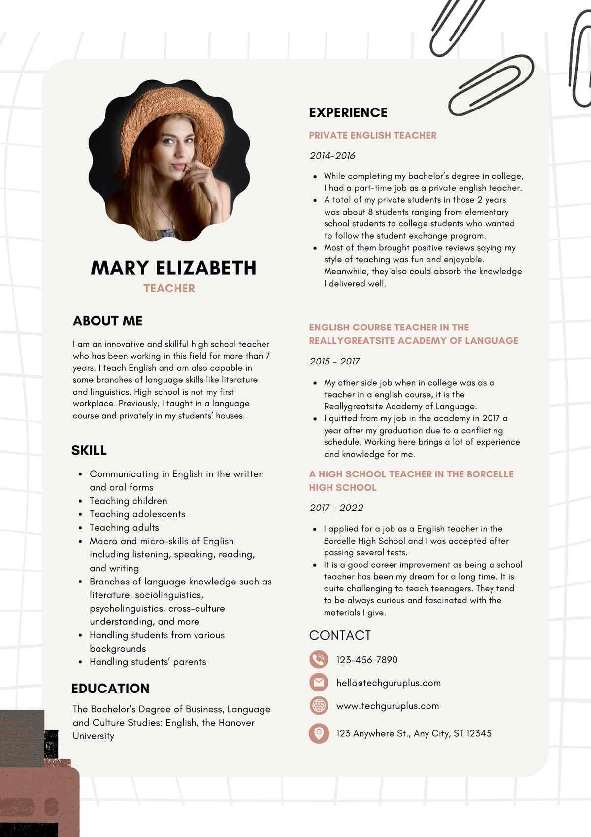 private english teacher Editable Resume Template Download in docx-13