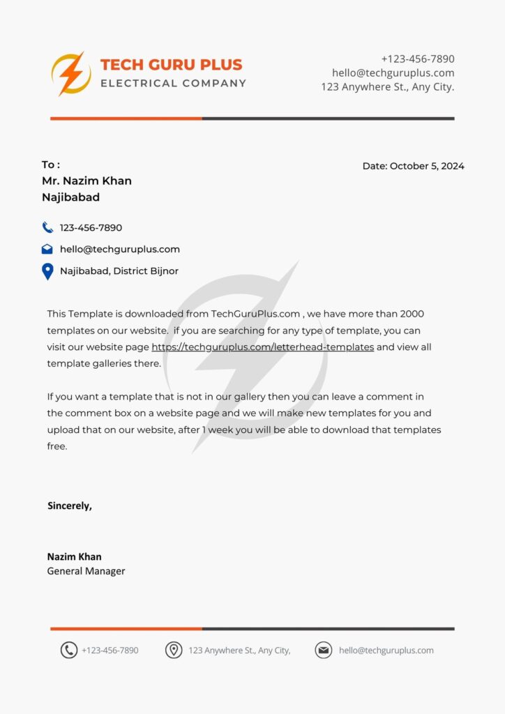 Electrical Company Letterhead 20 Templates Download in Word (.docx)