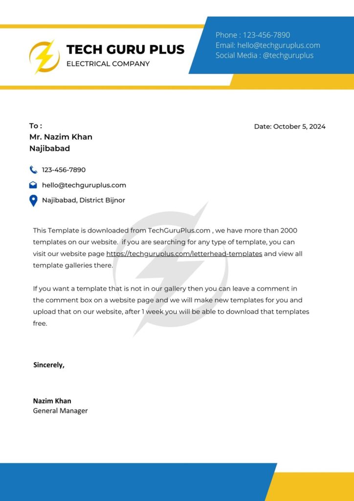 Electrical Company Letterhead 20 Templates Download in Word (.docx)