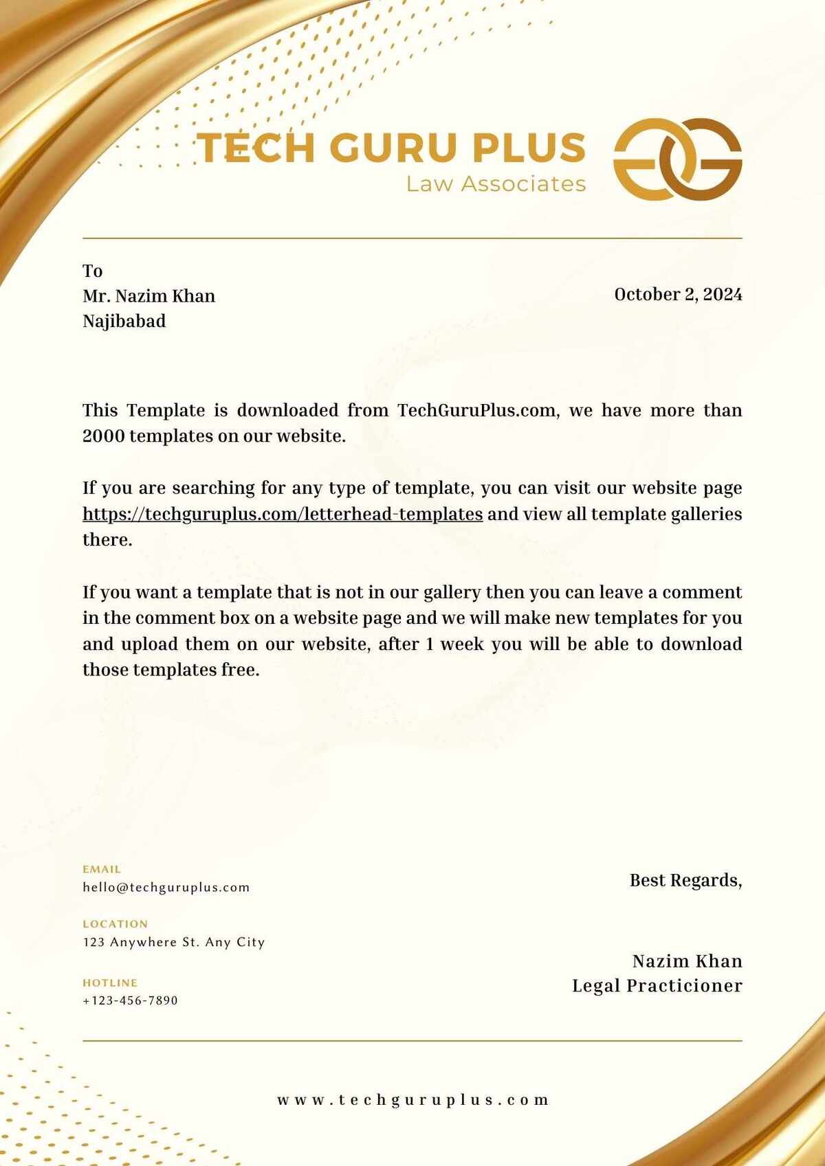 Lawyer Letterhead Templates Download in Word Format - 12