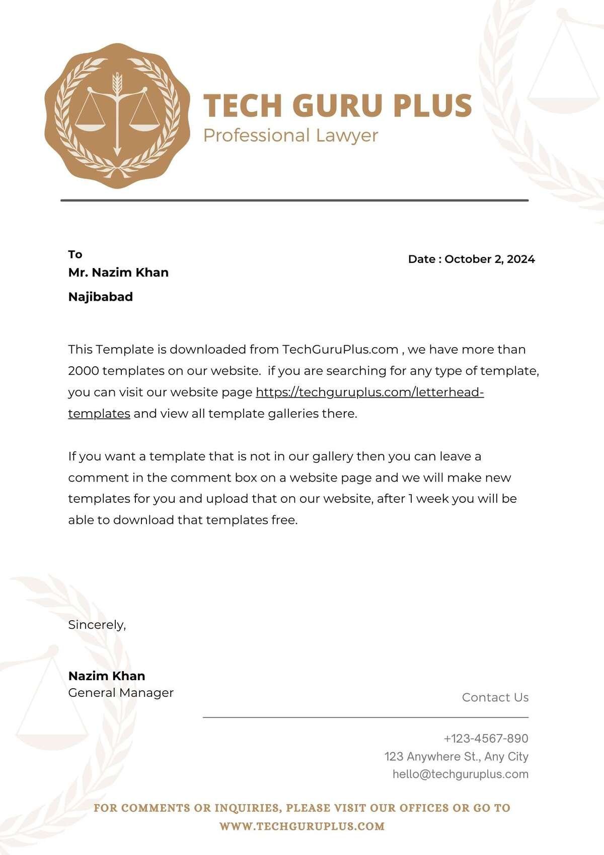 Lawyer Letterhead Templates Download in Word Format - 17