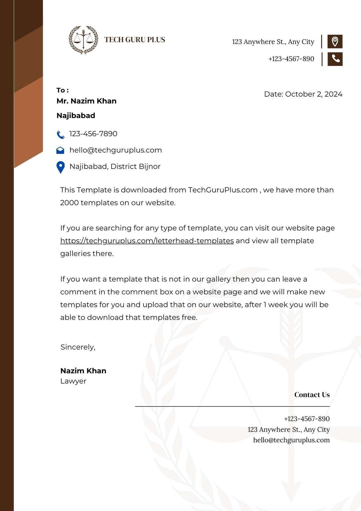 Lawyer Letterhead Templates Download in Word Format - 19