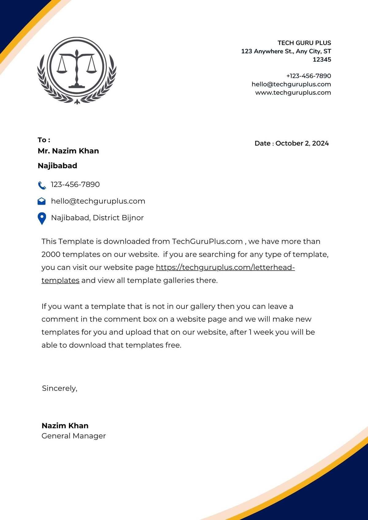 Lawyer Letterhead Templates Download in Word Format - 2