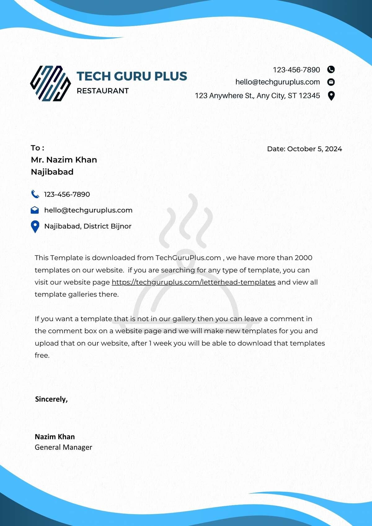 Restaurant Letterhead Editable Resume Template Download in docx-15