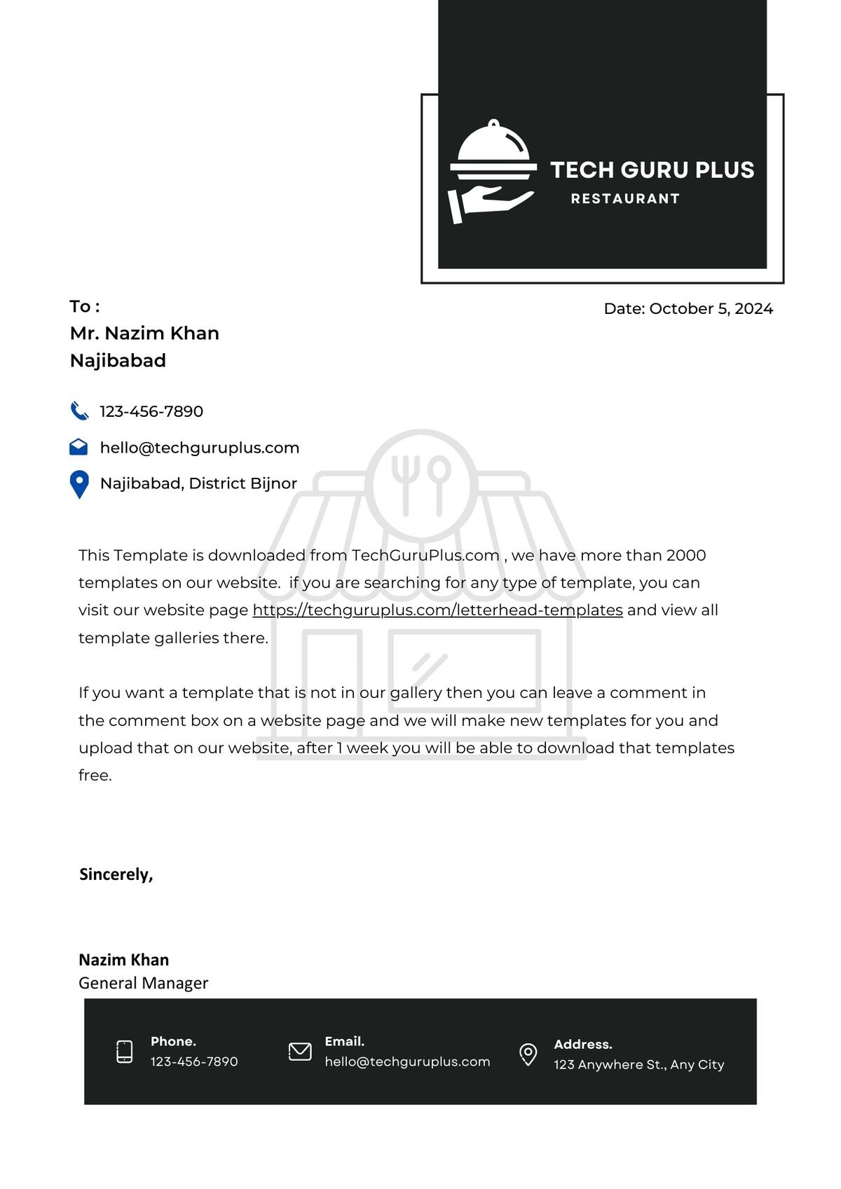 Restaurant Letterhead Editable Resume Template Download in docx-17