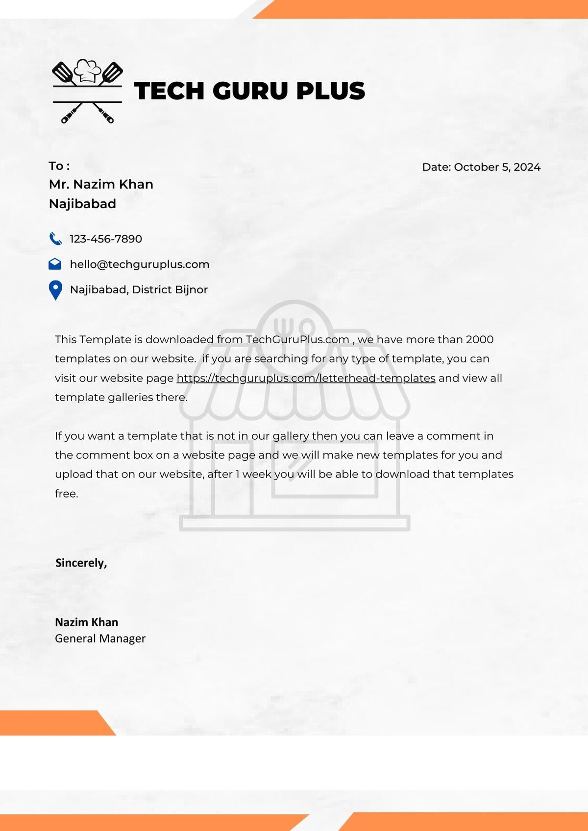 Restaurant Letterhead Editable Resume Template Download in docx-18