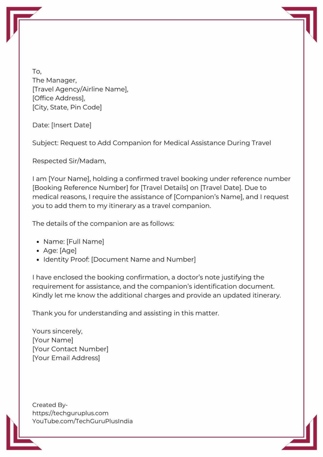 Application for Adding Companion to Travel Itinerary [5 Format]