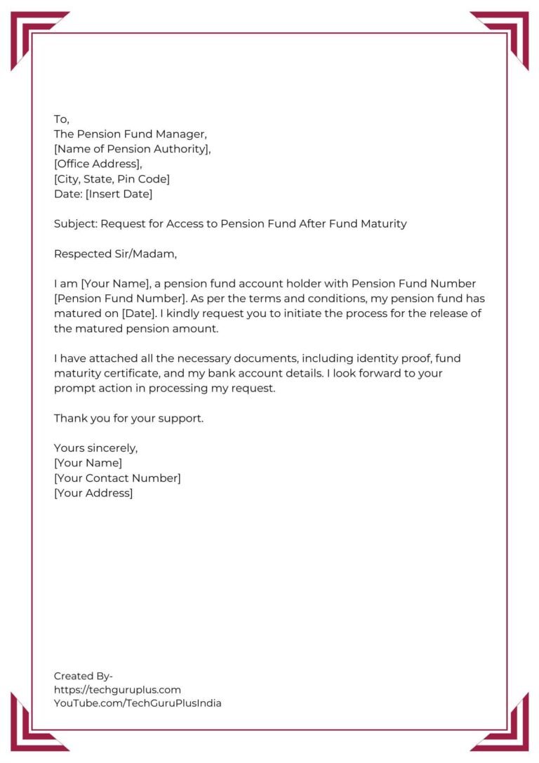 Application for Accessing Closed Pension Fund [5 Format]