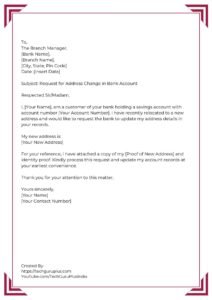 Application for Address Change in Bank Account [5 Format]