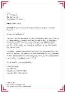 Application for Changing Club Membership in School [5 Formats]