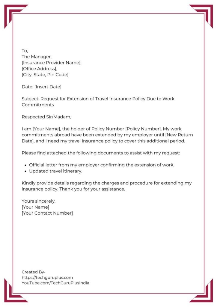 Application for Extending Travel Insurance Policy [5 Format]