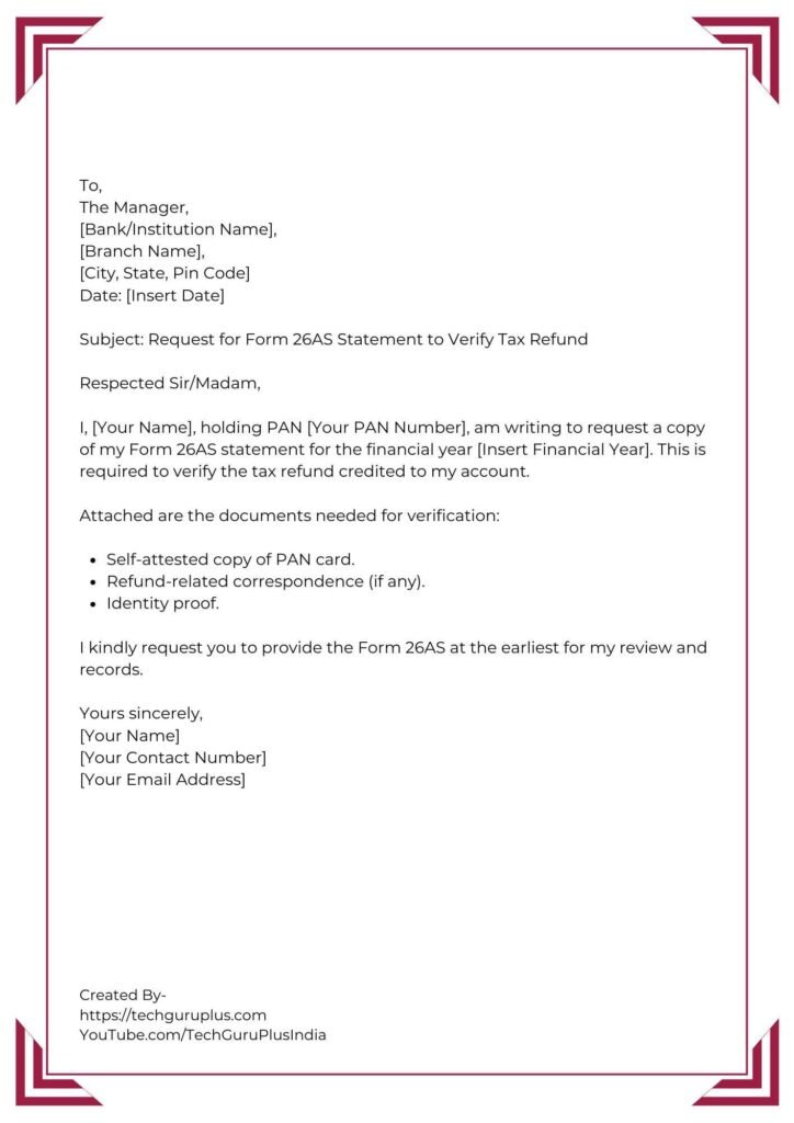 Application for Form 26AS Statement for Income Tax Purposes [5 Format]