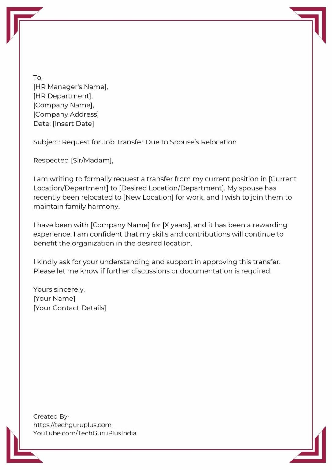 Application for Internal Job Transfer [5 Format]