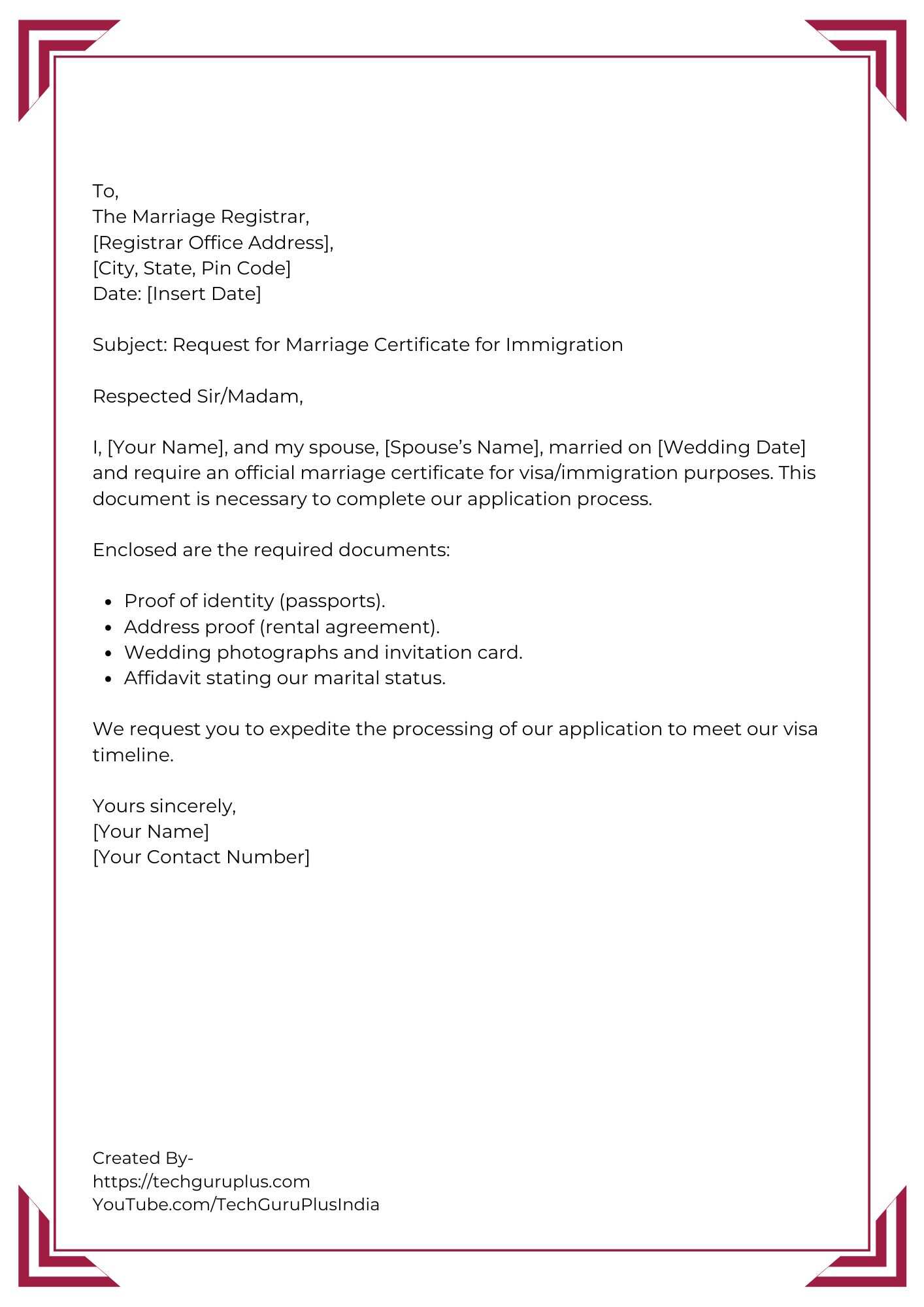 Application for Marriage Certificate for Visa_Immigration Purpose