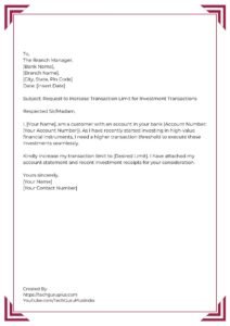Application for Increasing Account Transaction Threshold Limit [5 Format]
