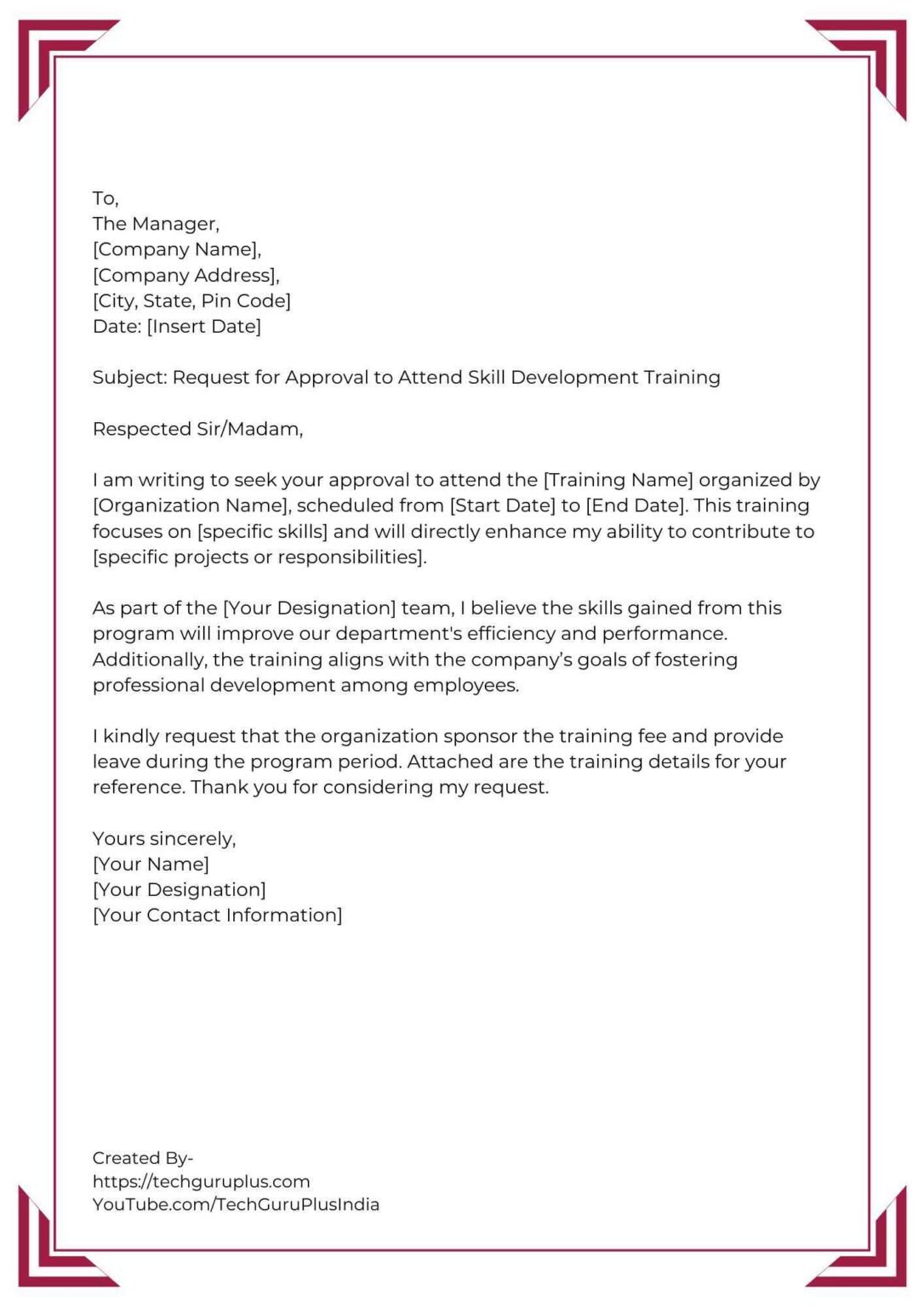 Application for Skill Development Training [5 Format]