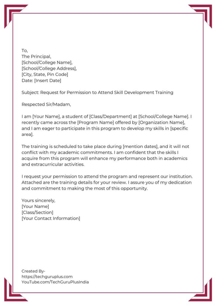 Application for Skill Development Training [5 Format]