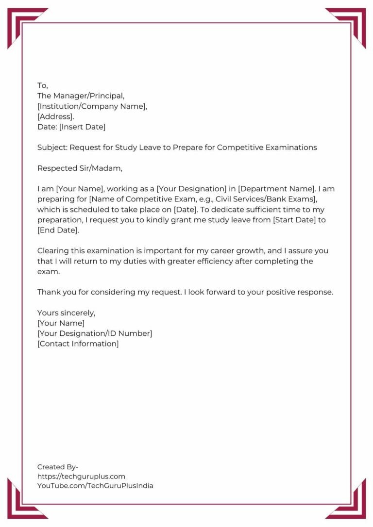 Application for Requesting a Study Leave of School/College [5 Format]