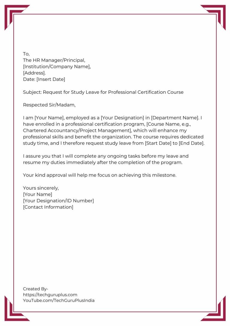 Application for Requesting a Study Leave of School/College [5 Format]