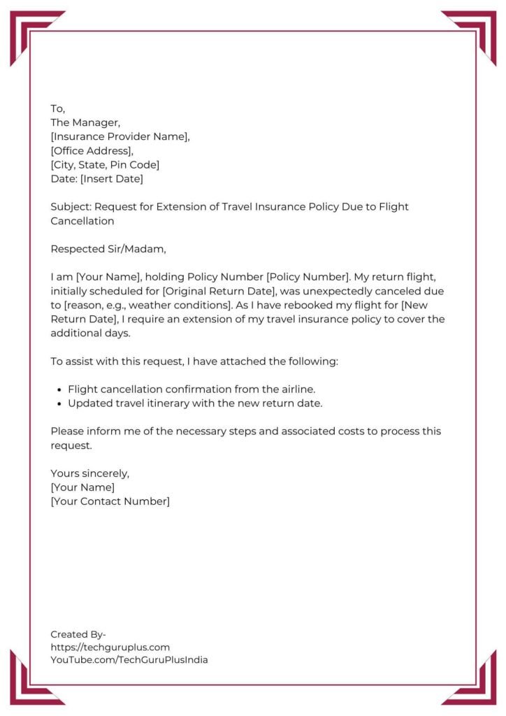 Application for Extending Travel Insurance Policy [5 Format]