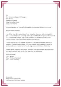Application for Upgrading Broadband Internet Speed [5 Format]