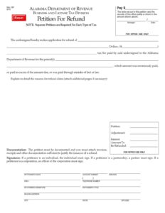 Alabama Petition for Refund B&L RP Form Download in PDF