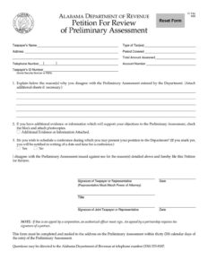 Alabama Petition for Review of Preliminary Assessment IT-FA4 Form Download in PDF