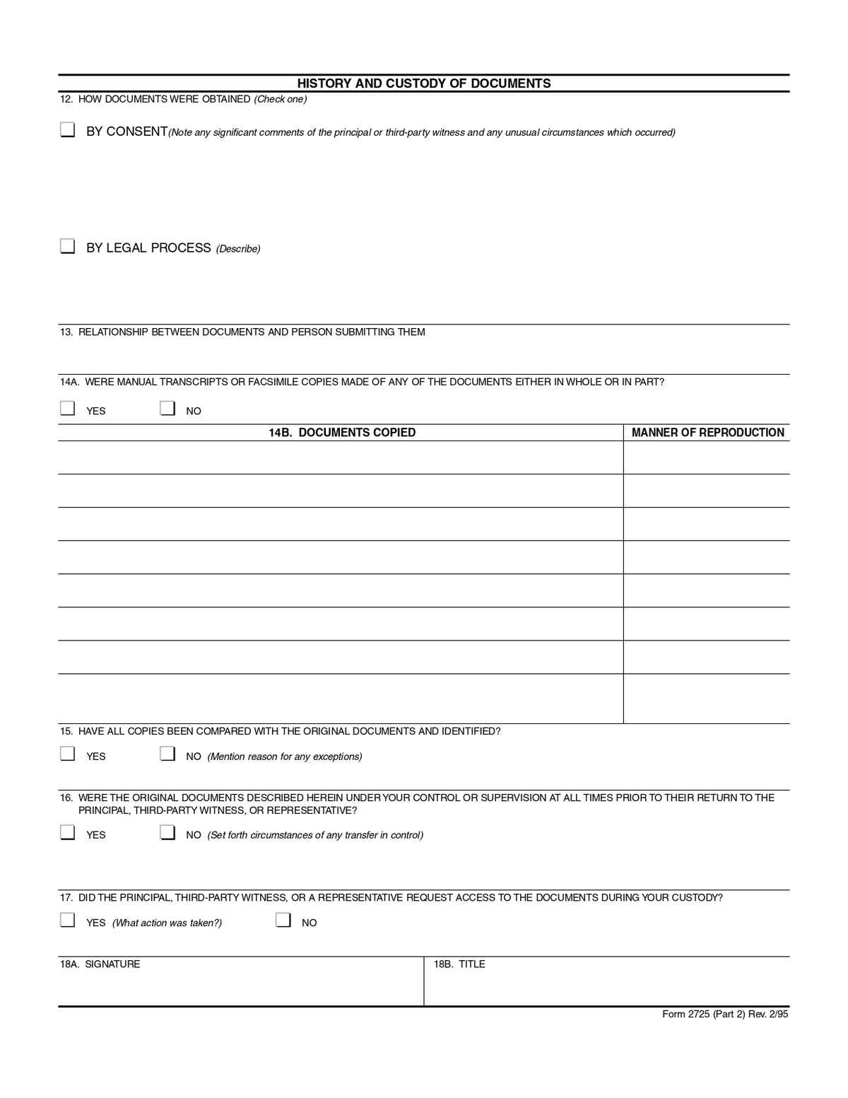 Document Receipt 2725-A Form 2