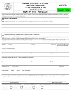 Alabama Identity Theft Affidavit INV ID1 Form Download in PDF