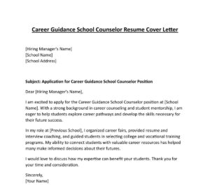 School Counselor Job Resume Cover Letter (5 Templates) Download in Word (.docx)