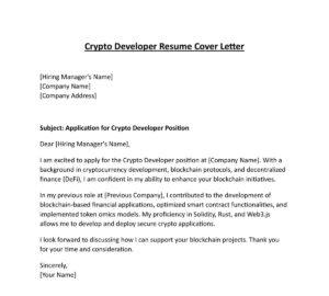 Blockchain Developer Job Resume Cover Letter (5 Templates) Download in Word (.docx)