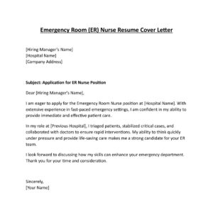 Nurse Job Resume Cover Letter (5 Templates) Download in Word (.docx)