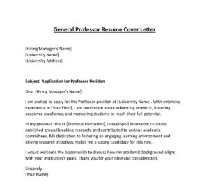 Professor Job Resume Cover Letter (5 Templates) Download in Word (.docx)