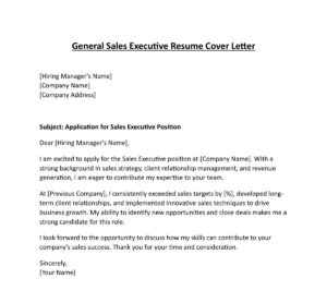 Sales Executive Job Resume Cover Letter (5 Templates) Download in Word (.docx)