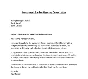 Banking Job Resume Cover Letter (5 Templates) Download in Word (.docx)