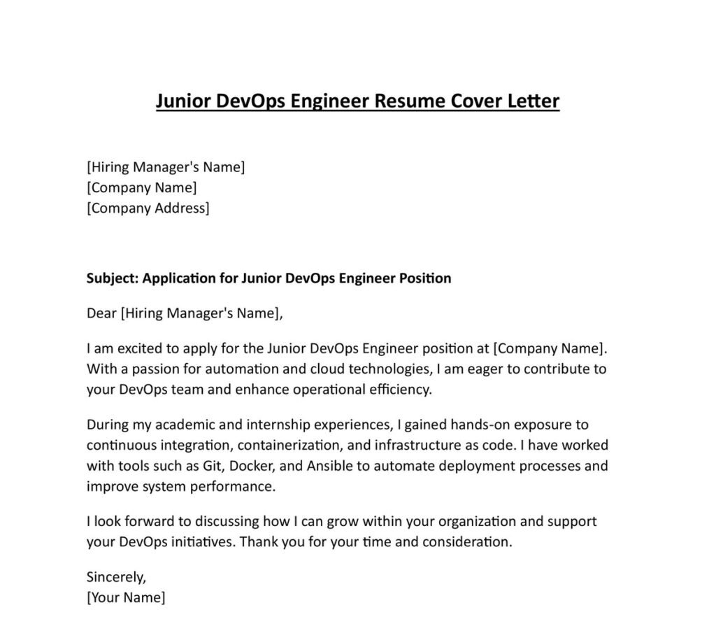 DevOps Engineer Job Resume Cover Letter (5 Templates) Download in Word ...