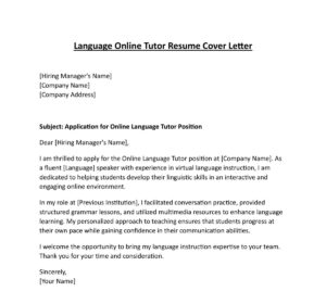 Online Tutor Job Resume Cover Letter (5 Templates) Download in Word (.docx)