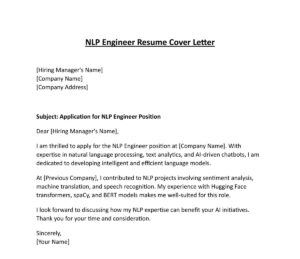 Machine Learning Engineer Job Resume Cover Letter (5 Templates) Download in Word (.docx)