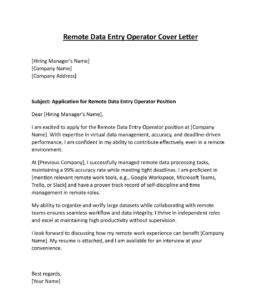 Data Entry Operator Job Resume Cover Letter (5 Templates) Download in Word (.docx)